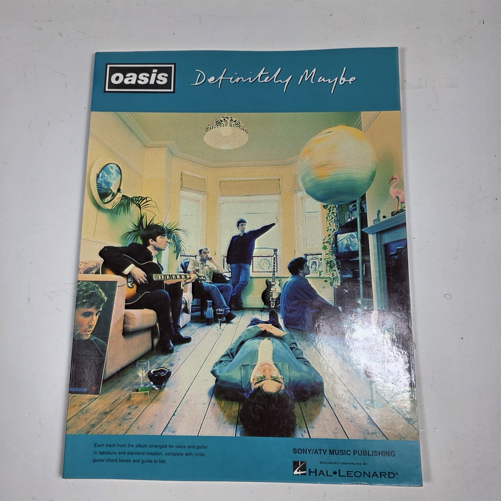 Oasis "Definitely Maybe" Album Poster - Teal & Multicolor Artwork